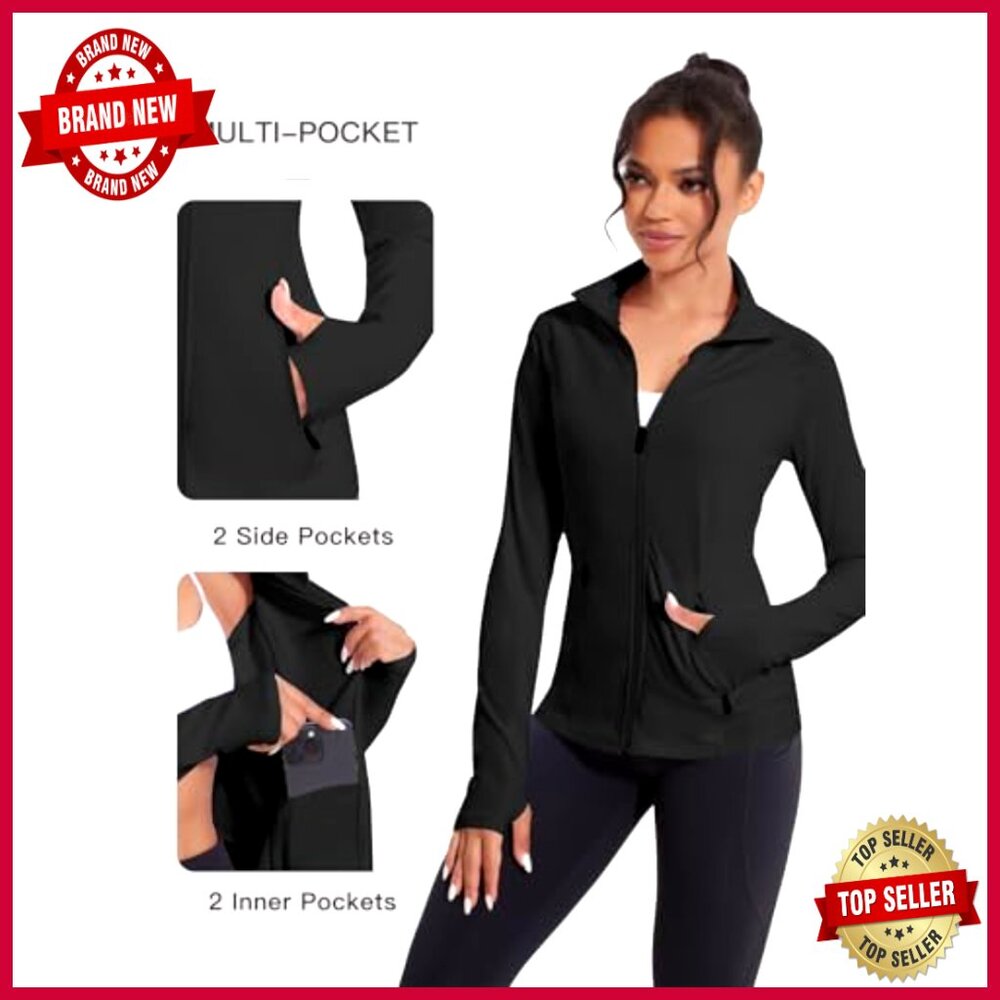 Lightweight Full Zip Workout Jacket With Pockets … - image 2